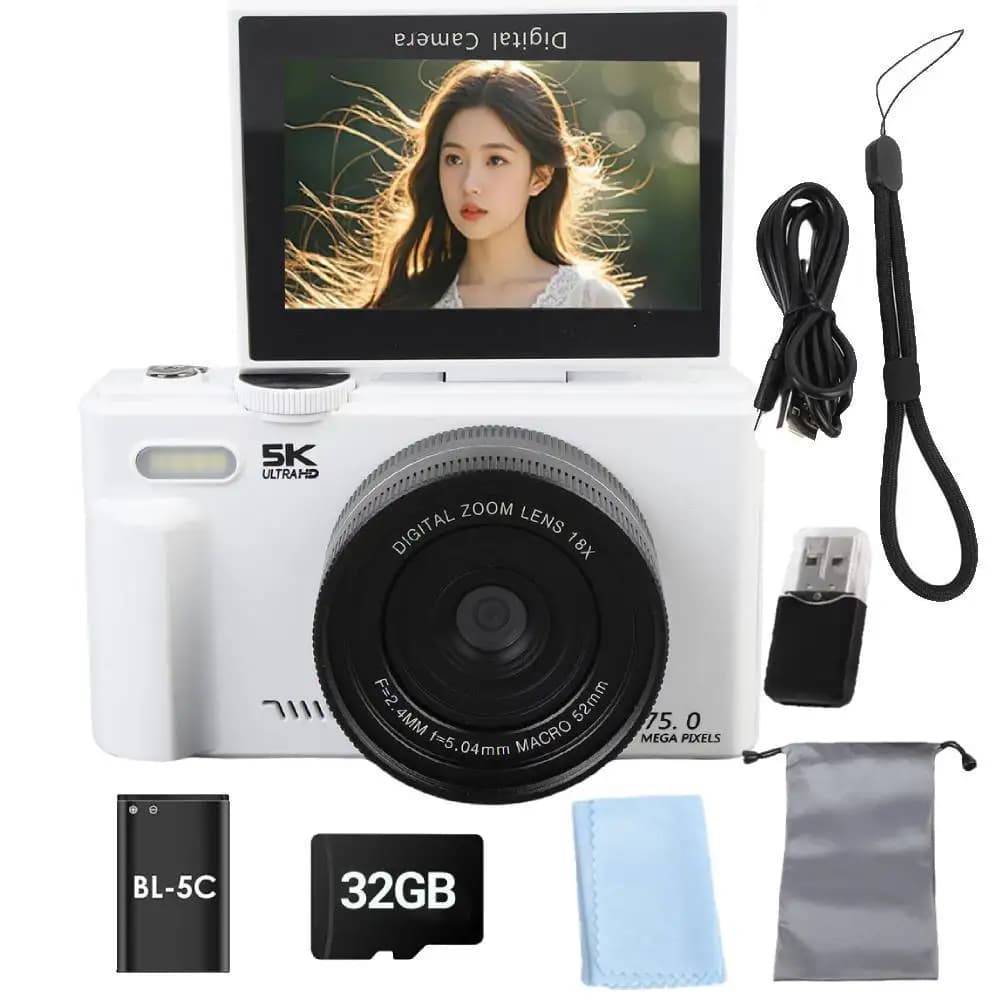 75MP 5K Digital Camera with 18X Zoom