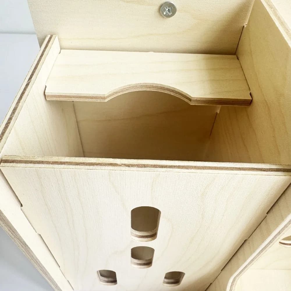 Wooden Rabbit Hay Feeder with Water Bottle