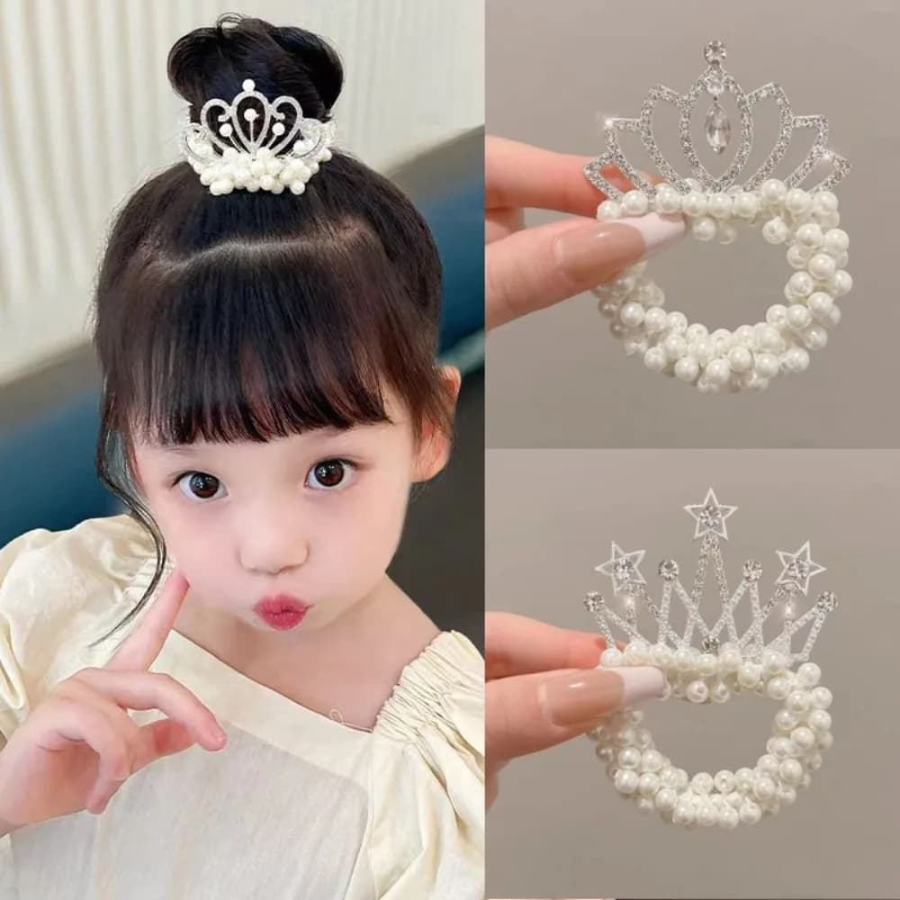 Hair Accessories Kids Hair Bands Elastic Rubber Bands Girls Hair Accessories New Fashion Pearl Crown Princess Cute Baby Headwear
