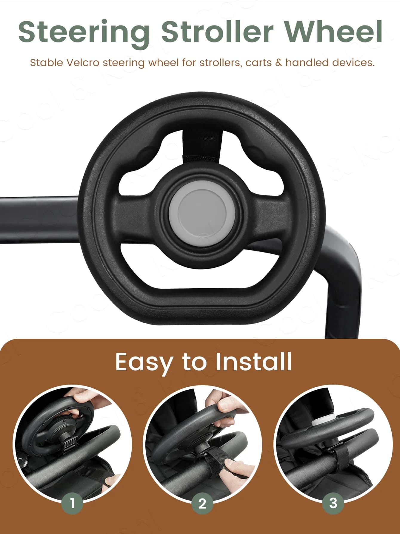 Stroller Steering Wheel with 360° Rotation