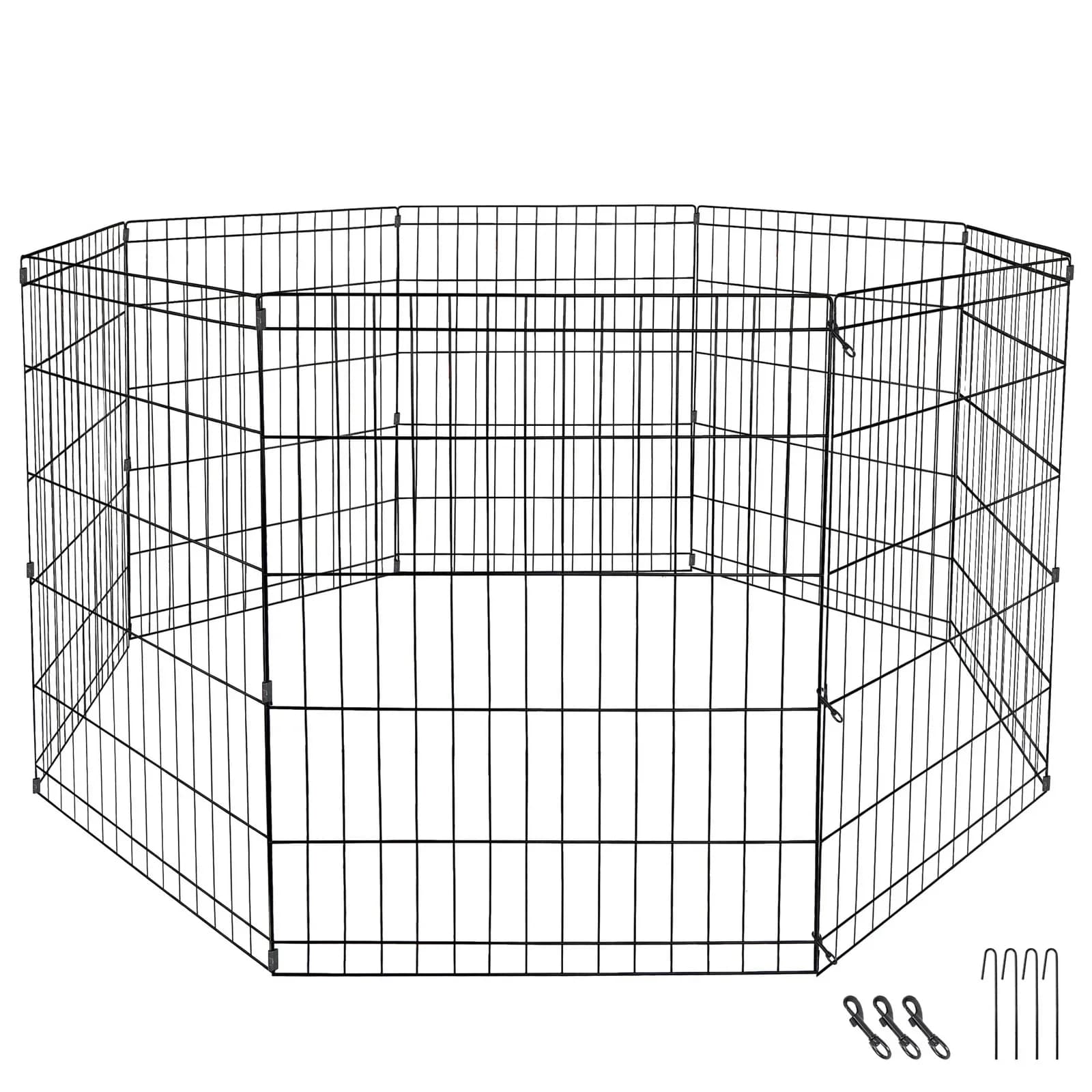 24" 8 Panel Dog Playpen Portable Pet Play Pen Puppy Exercise Fence Kennel Yard