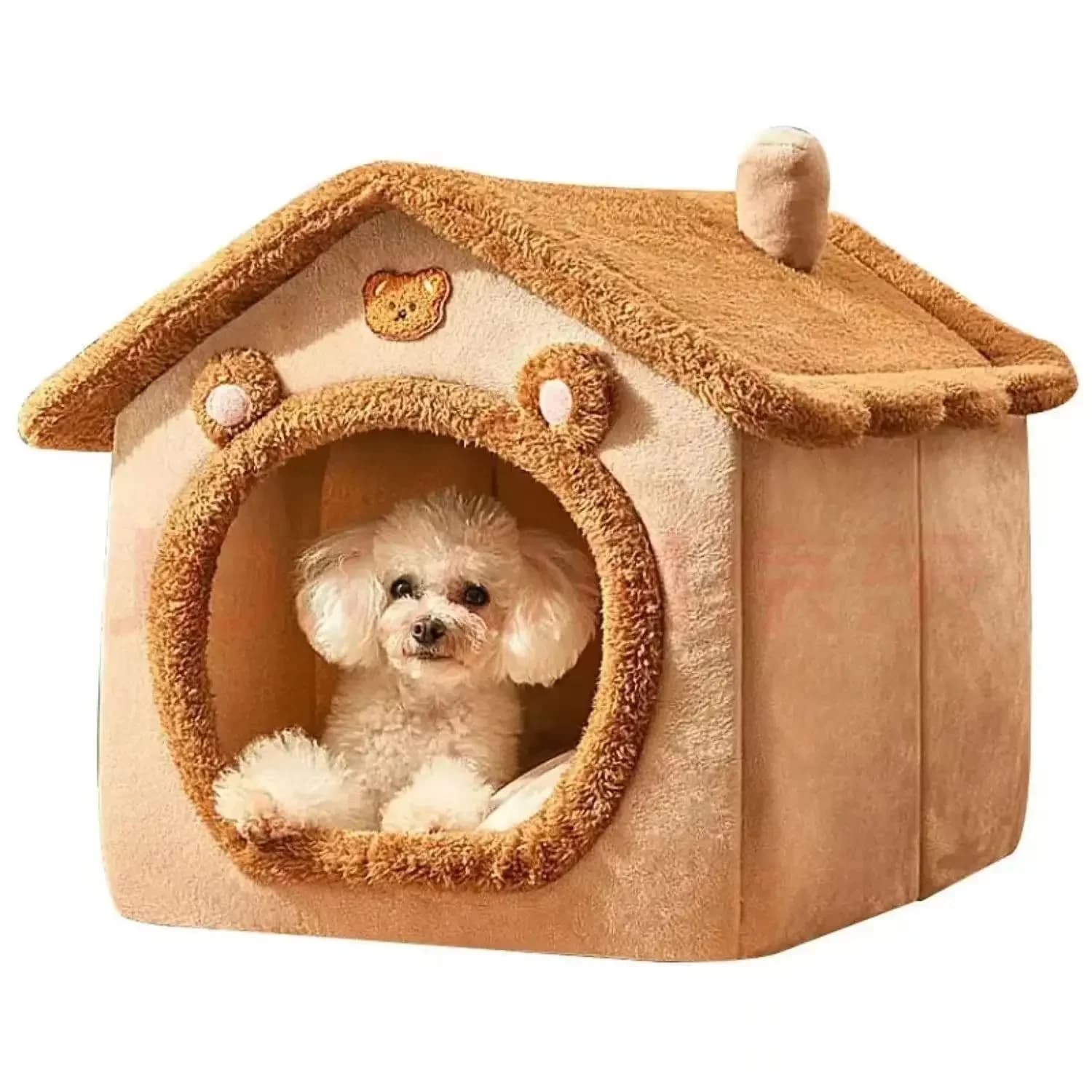 Warm Enclosed Pet Bed Tent with Washable Cushion