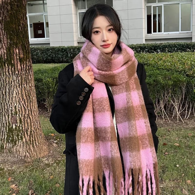 Winter Wool Plaid Scarf