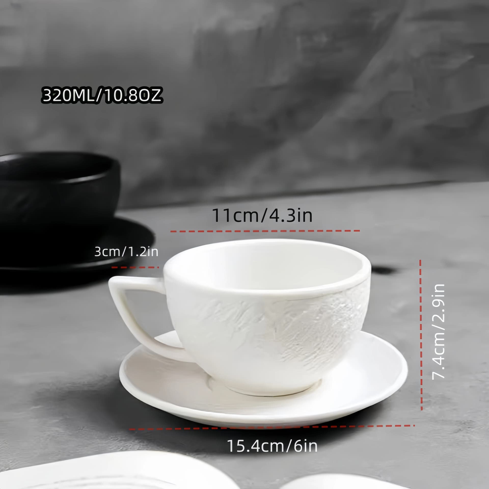 Ceramic Coffee Mug Set with Saucers