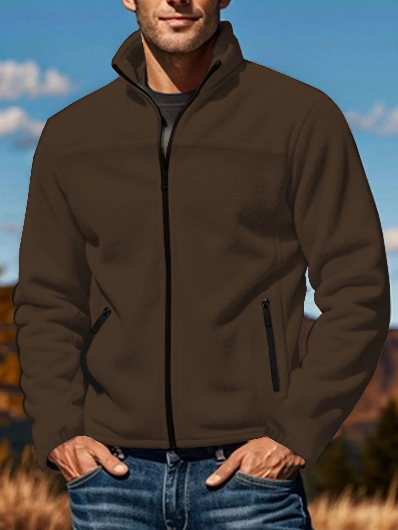 Stand Collar Zip Jacket