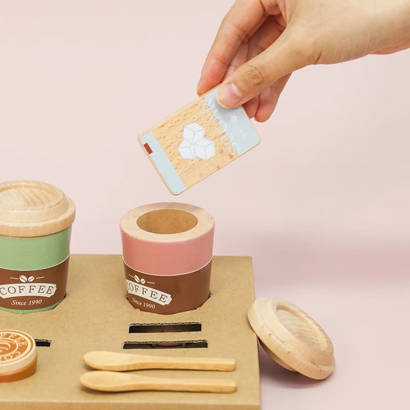Kids Wooden Coffee Toy Set Toddler Pretend Play Kitchen Accessories Gift for Children House Play Early Educational Toys for Kids