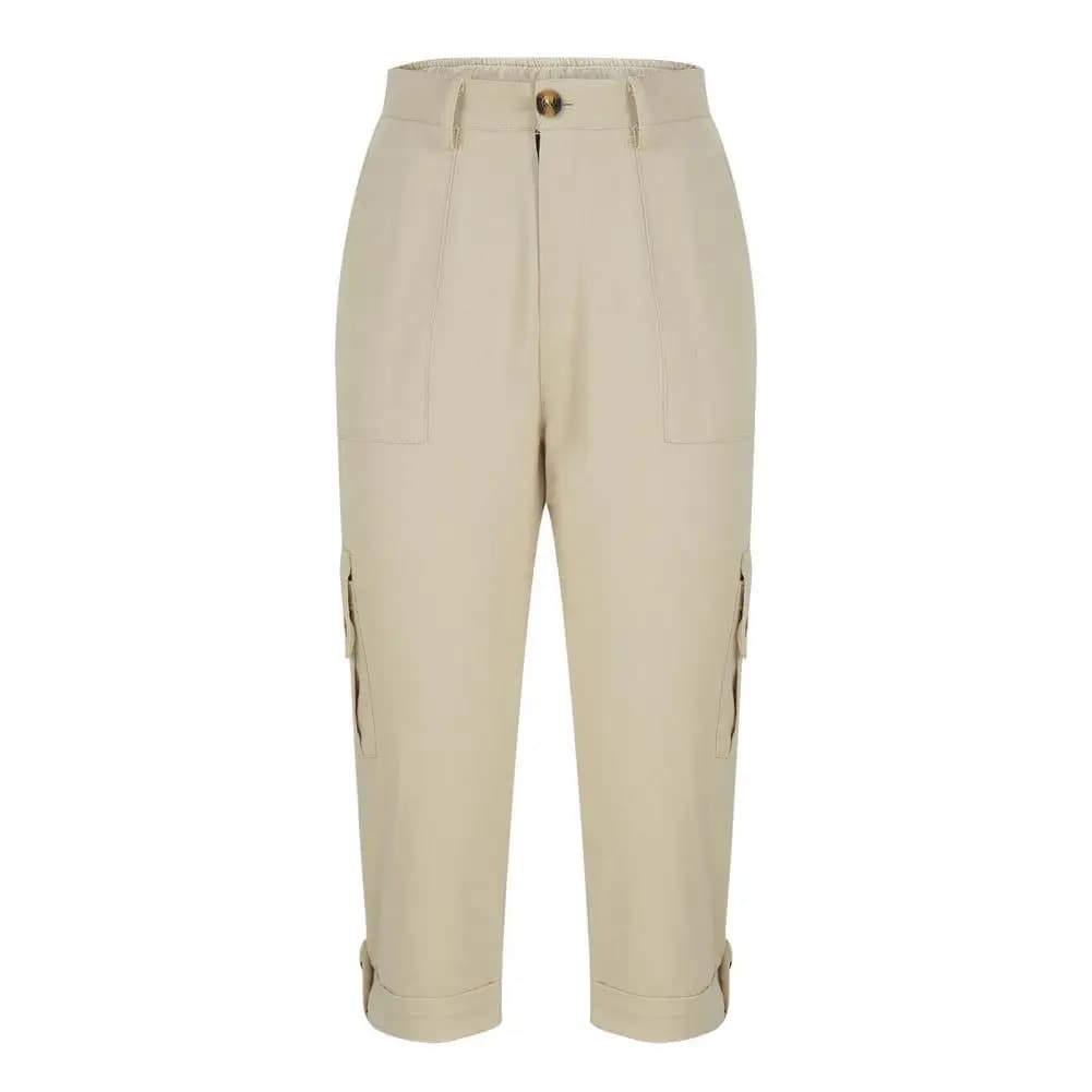 Women's Mid-Rise Cropped Cargo Capri Pants