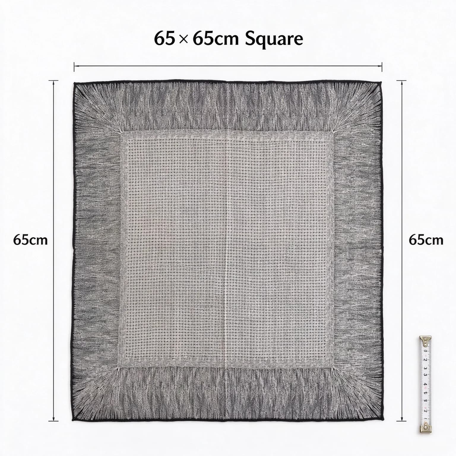 Lightweight Silk Wool Square Scarf Gray Grid