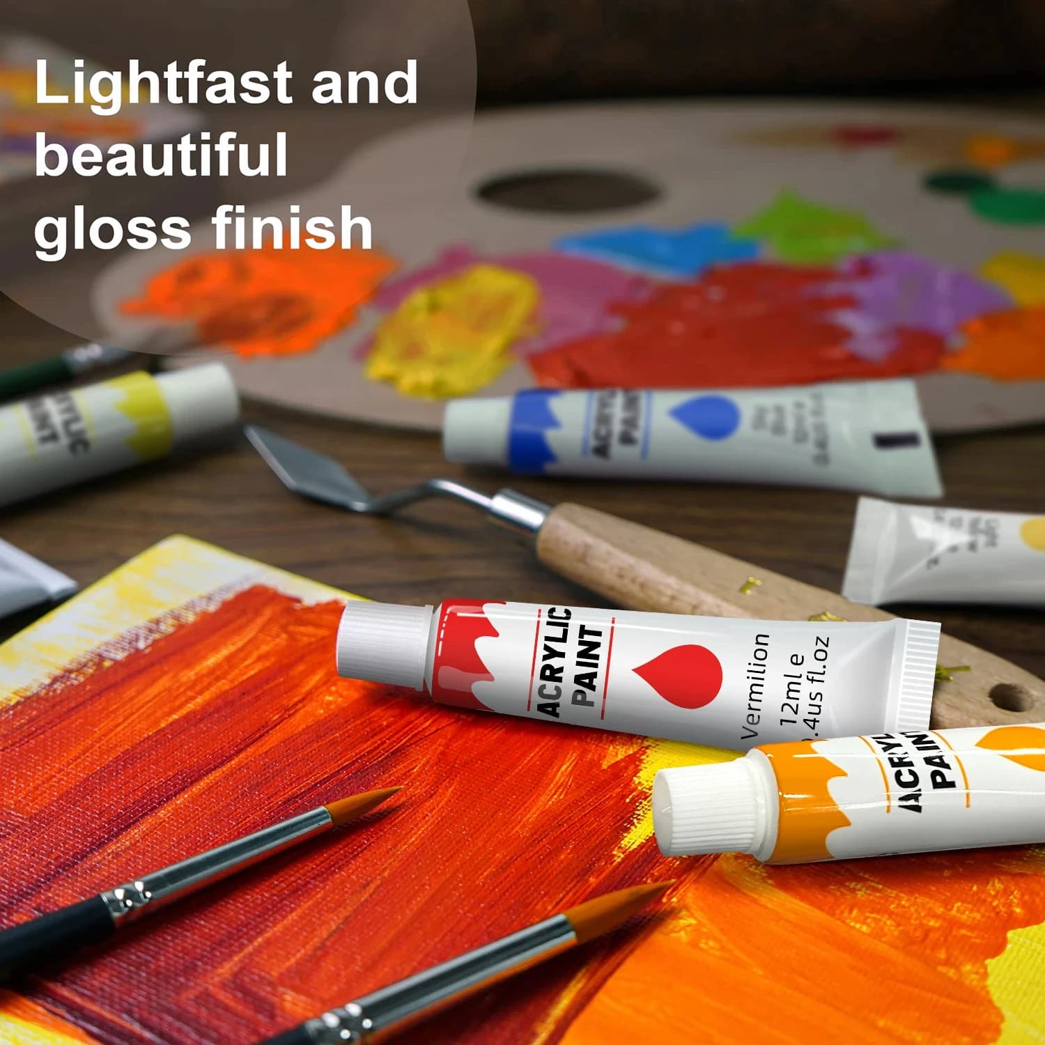 Acrylic Paint Set - 12/24 Colors for Multiple Surfaces