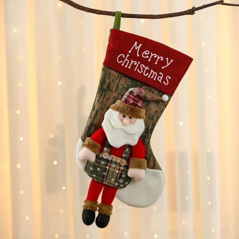 Large Plaid Christmas Stockings Set