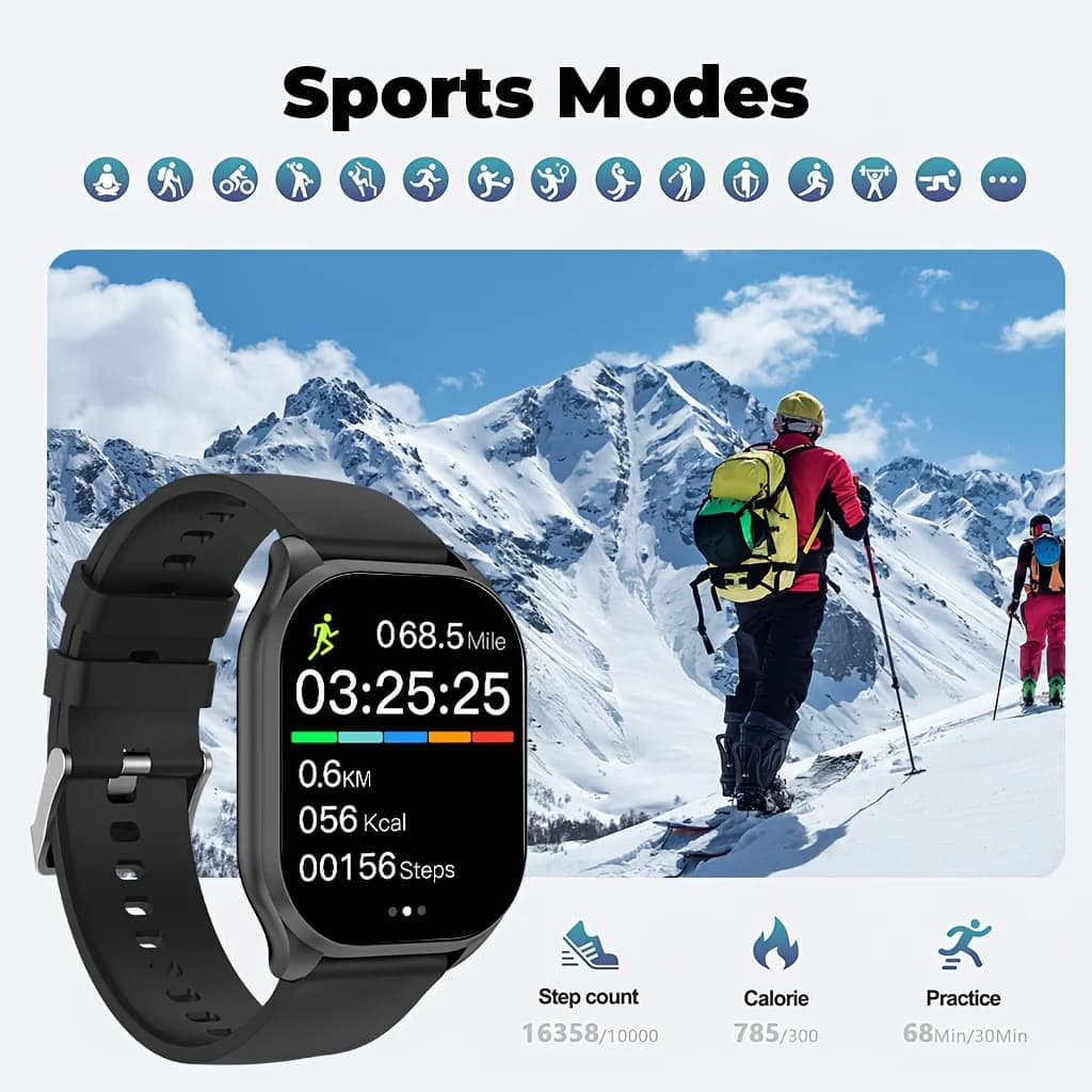 Smart Watch 1.88" HD Screen Bluetooth Calling Magnetic Charging Raise to Wake Always-On Pointer Dynamic Island Sports
