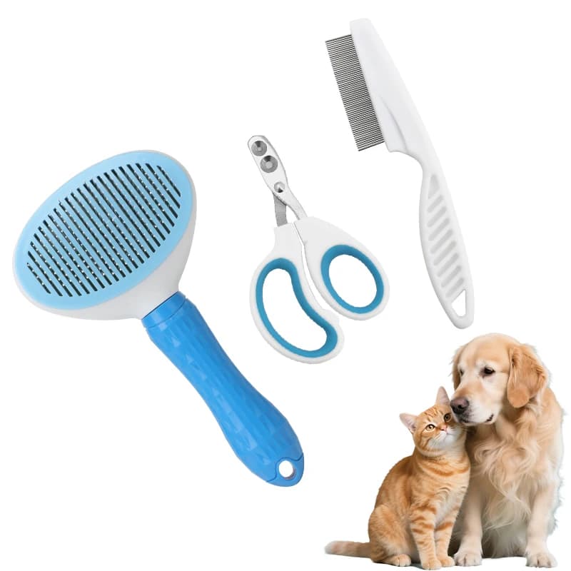 Pet Grooming Kit with Massage and Thick-Tooth Comb