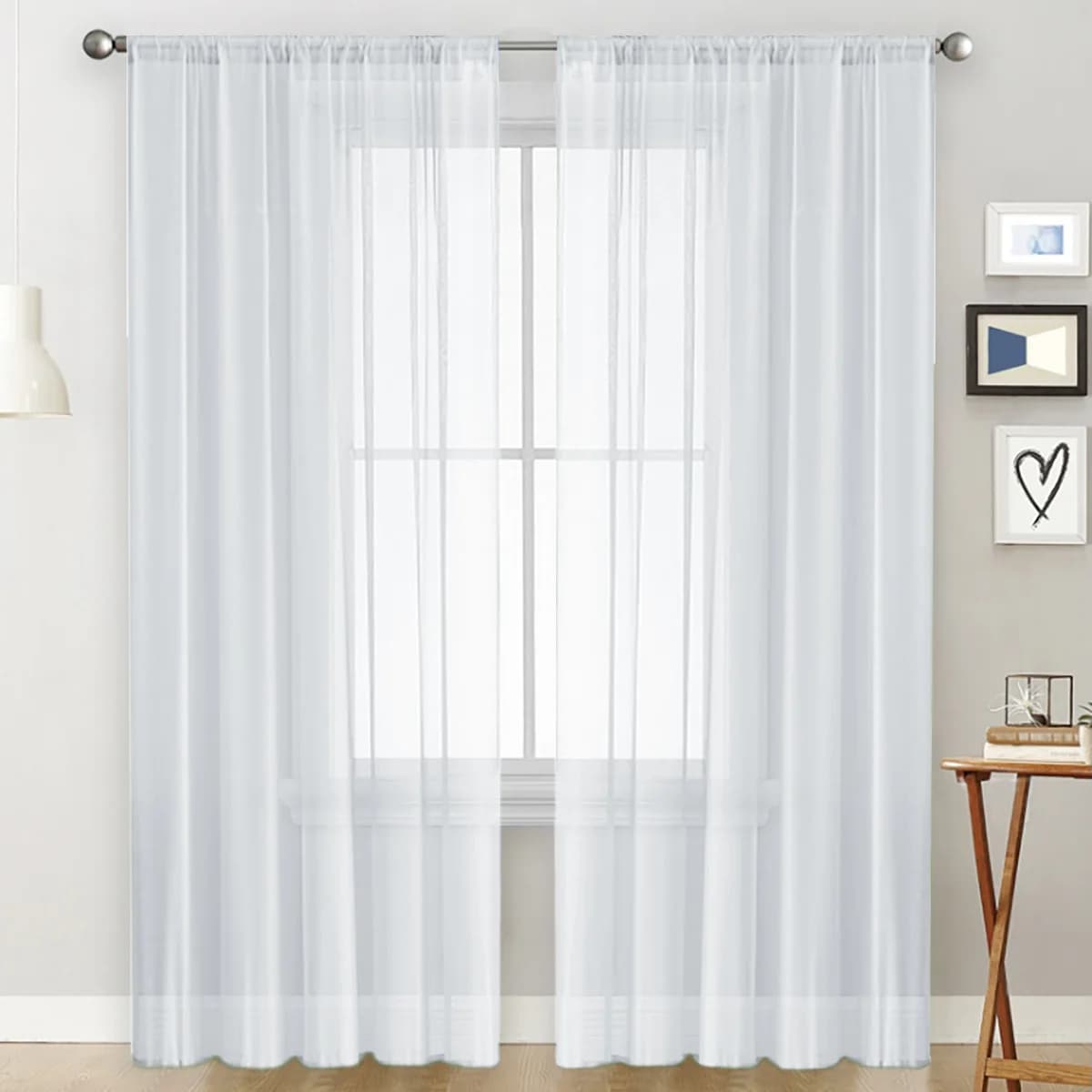 Sheer Tulle Curtains with Rod Pocket