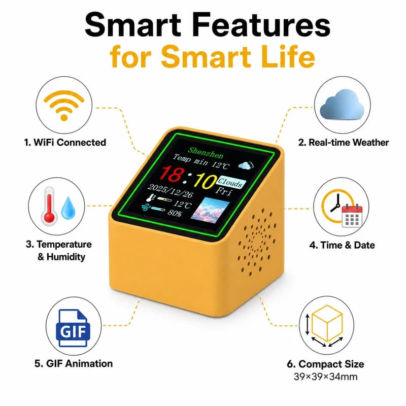 Smart WiFi Desk Clock Weather Station