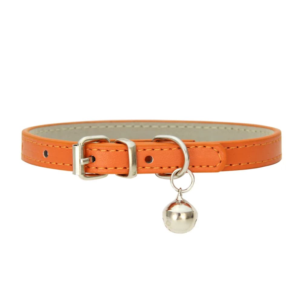 Adjustable PU Leather Cat Collar with Metal Buckle