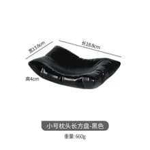 Ceramic Square Dinner Plate Black White