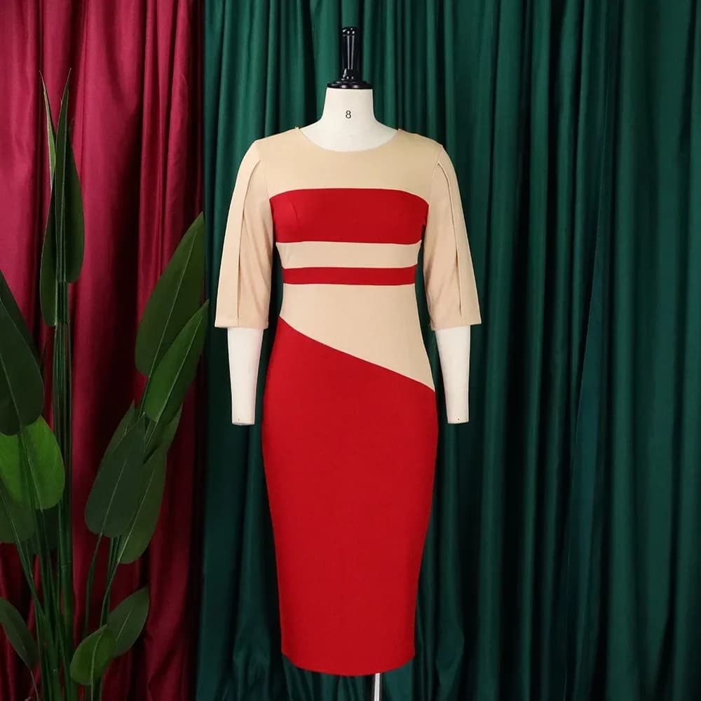 Women's Professional Sheath Dress with Patchwork