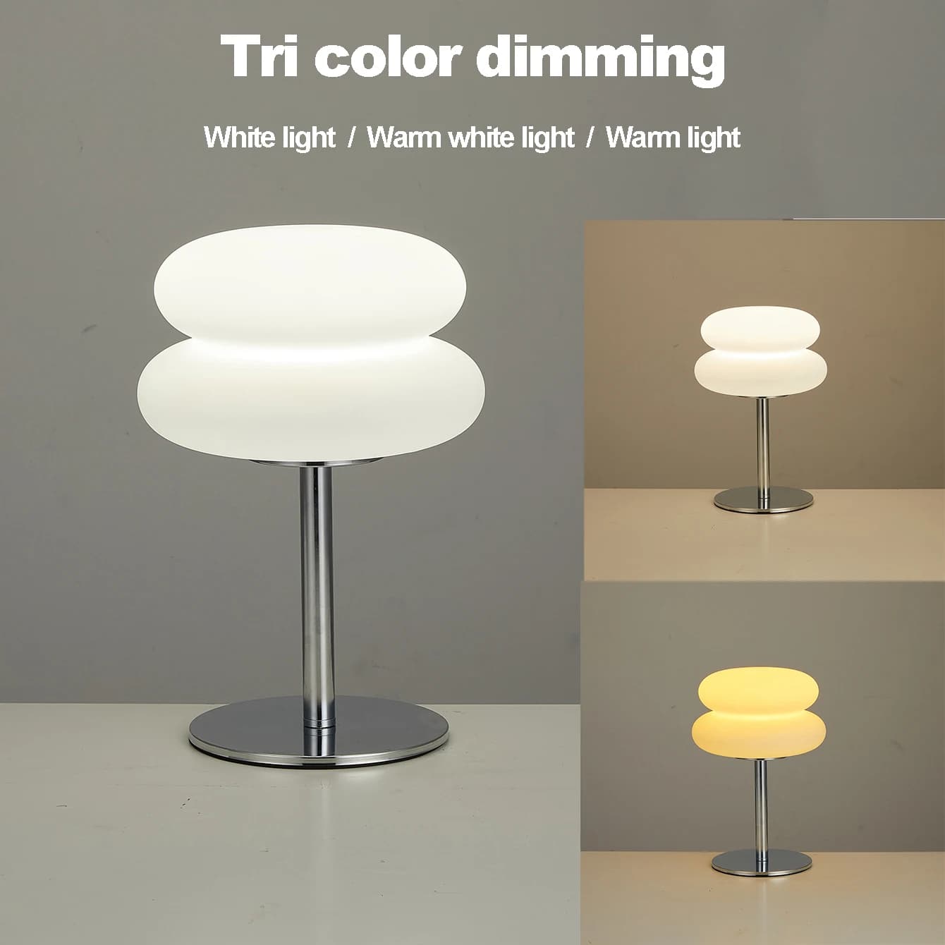 Creamy Bedside Table Lamp with USB Dimming