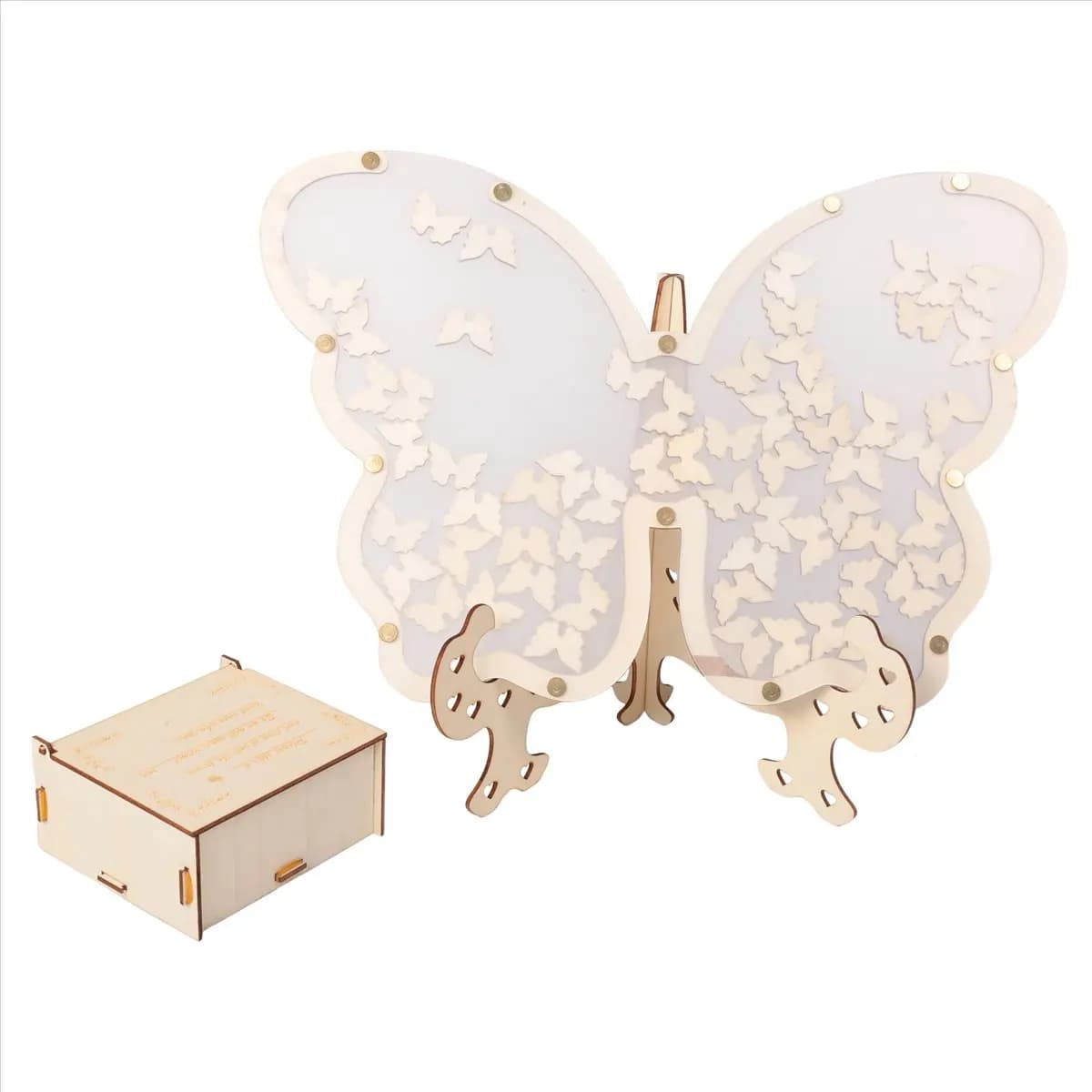 White Wooden Butterfly Wedding Guest Book Frame