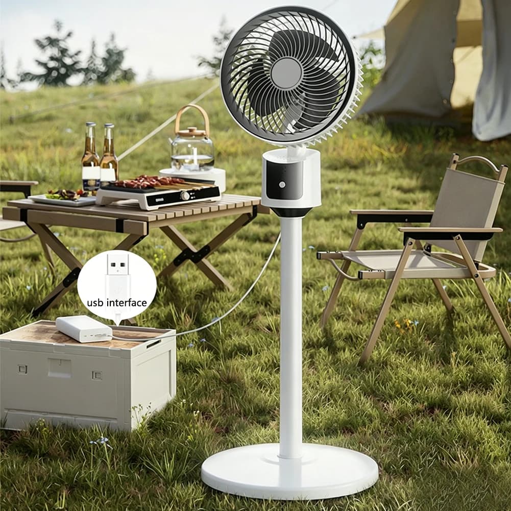 Pedestal Floor Fan with USB Rechargeable Battery