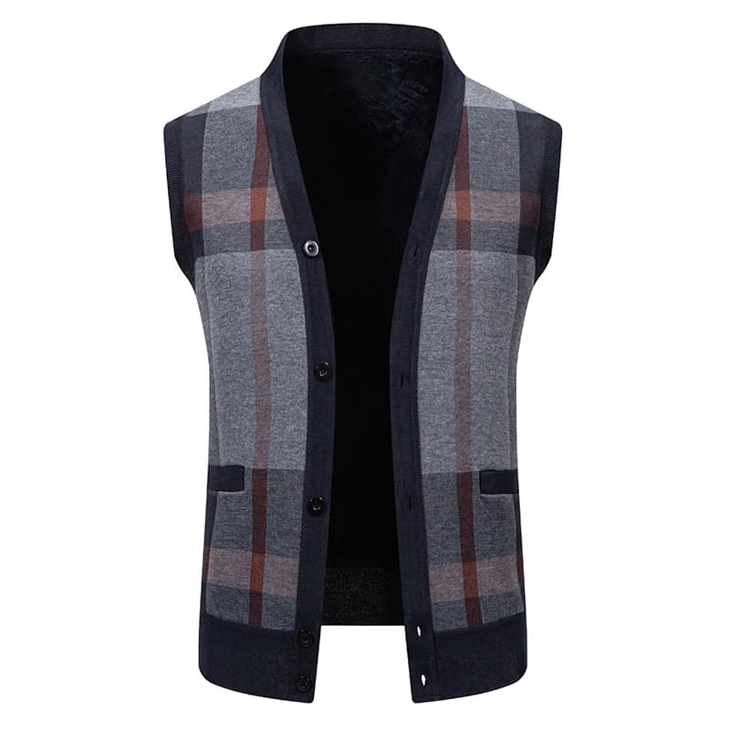 Mens Fleece Knit Button Front Vest