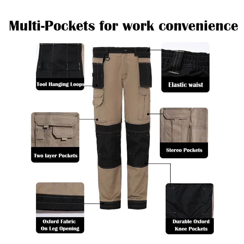 Men's Multifunctional Work Pants with Reflective Tape