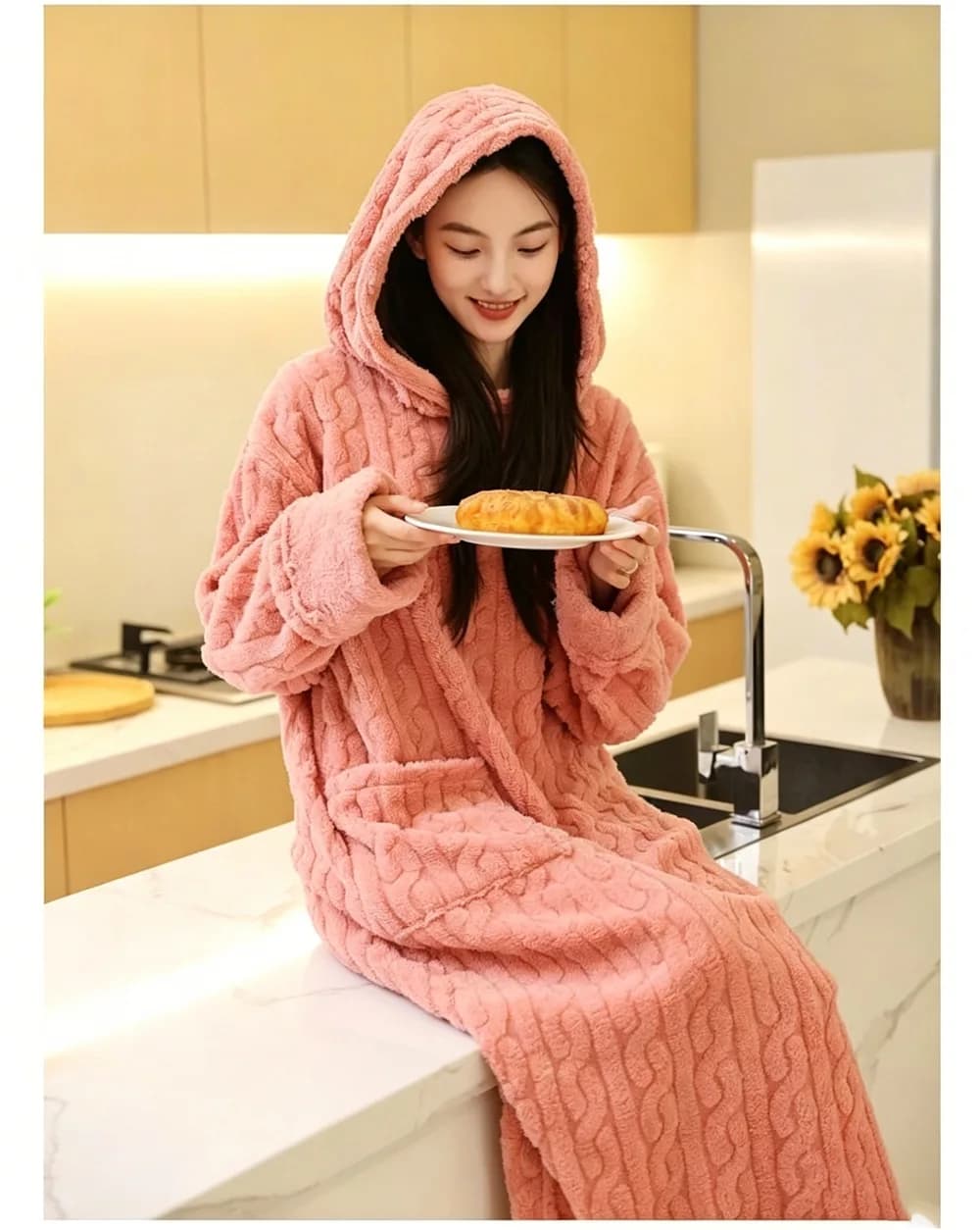 Hooded Coral Fleece Nightgown