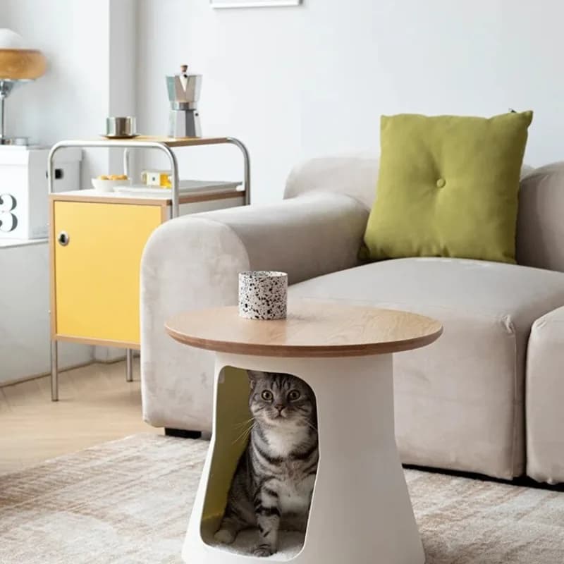 Solid Wood Minimalist Cat Bed Coffee Table