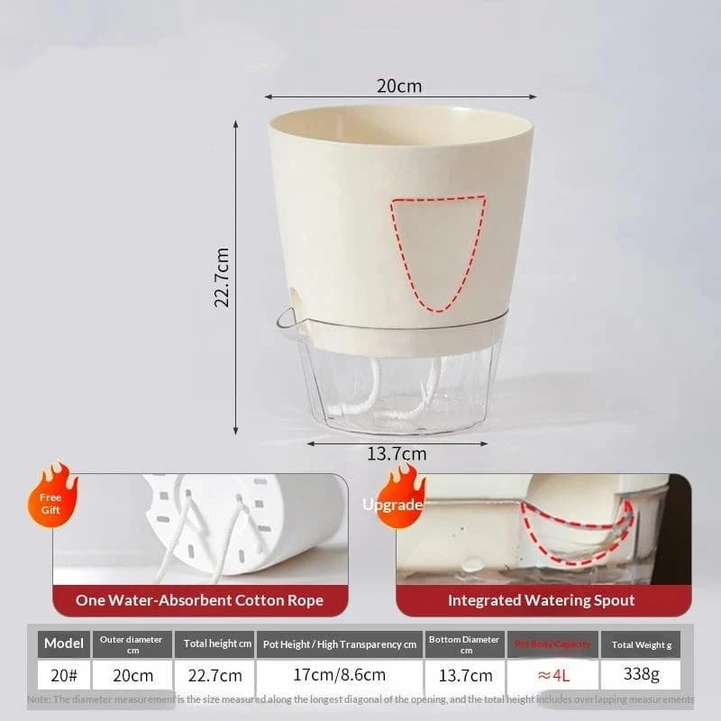 Self-Watering Plant Pot with Water Level Indicator