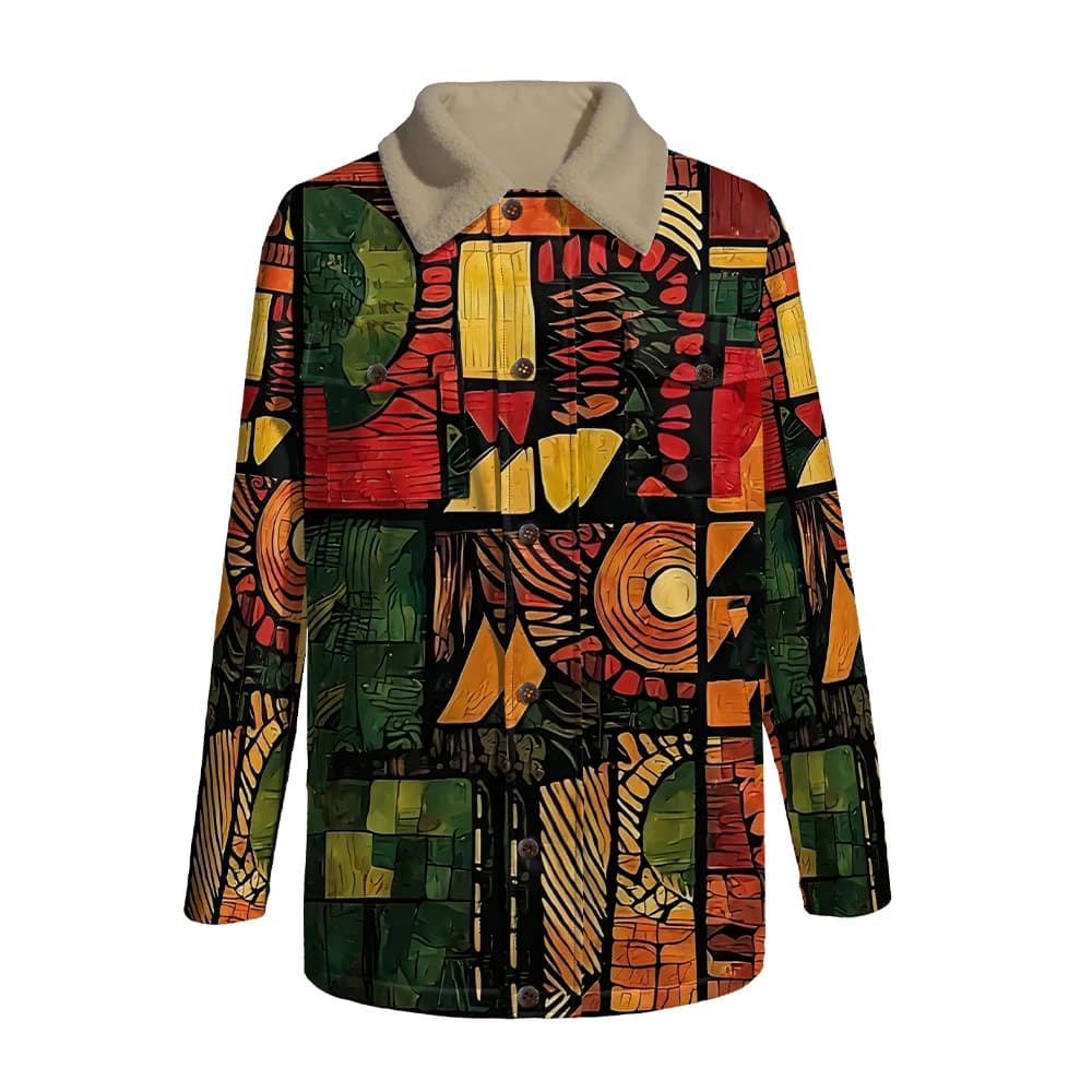 Retro Geometric Parka Jacket