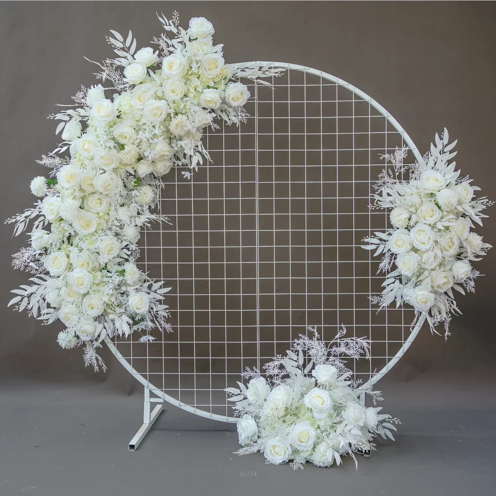 White Silk Flower Row Wedding Arch Backdrop