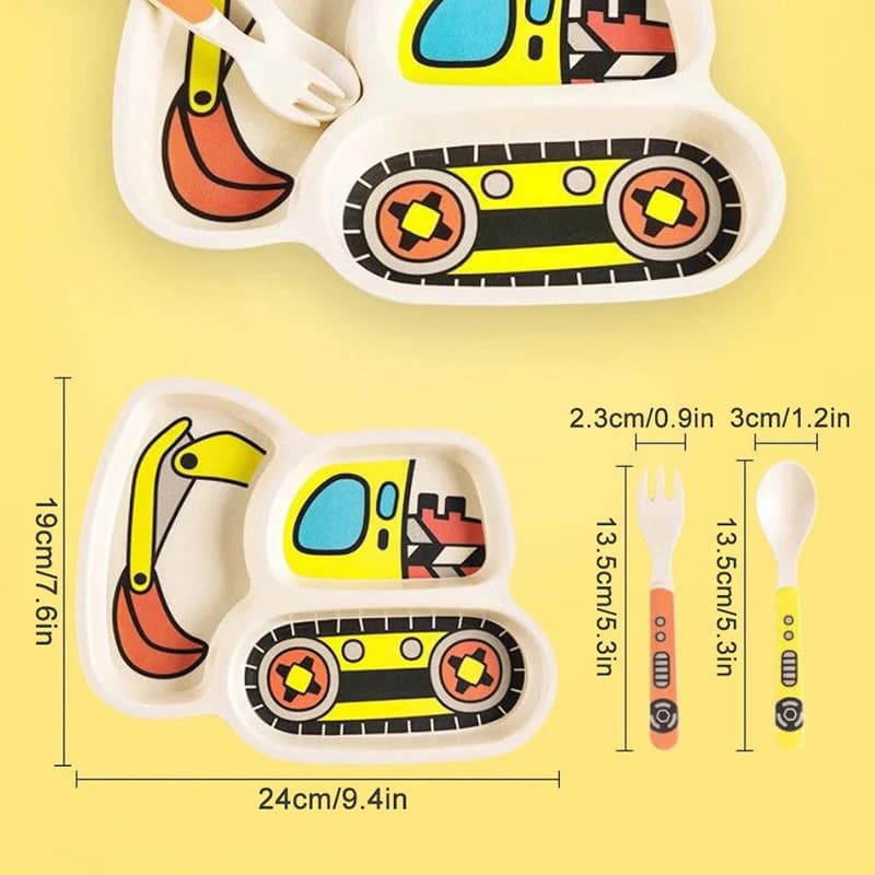 Kids Divided Plate Set With Fork and Spoon