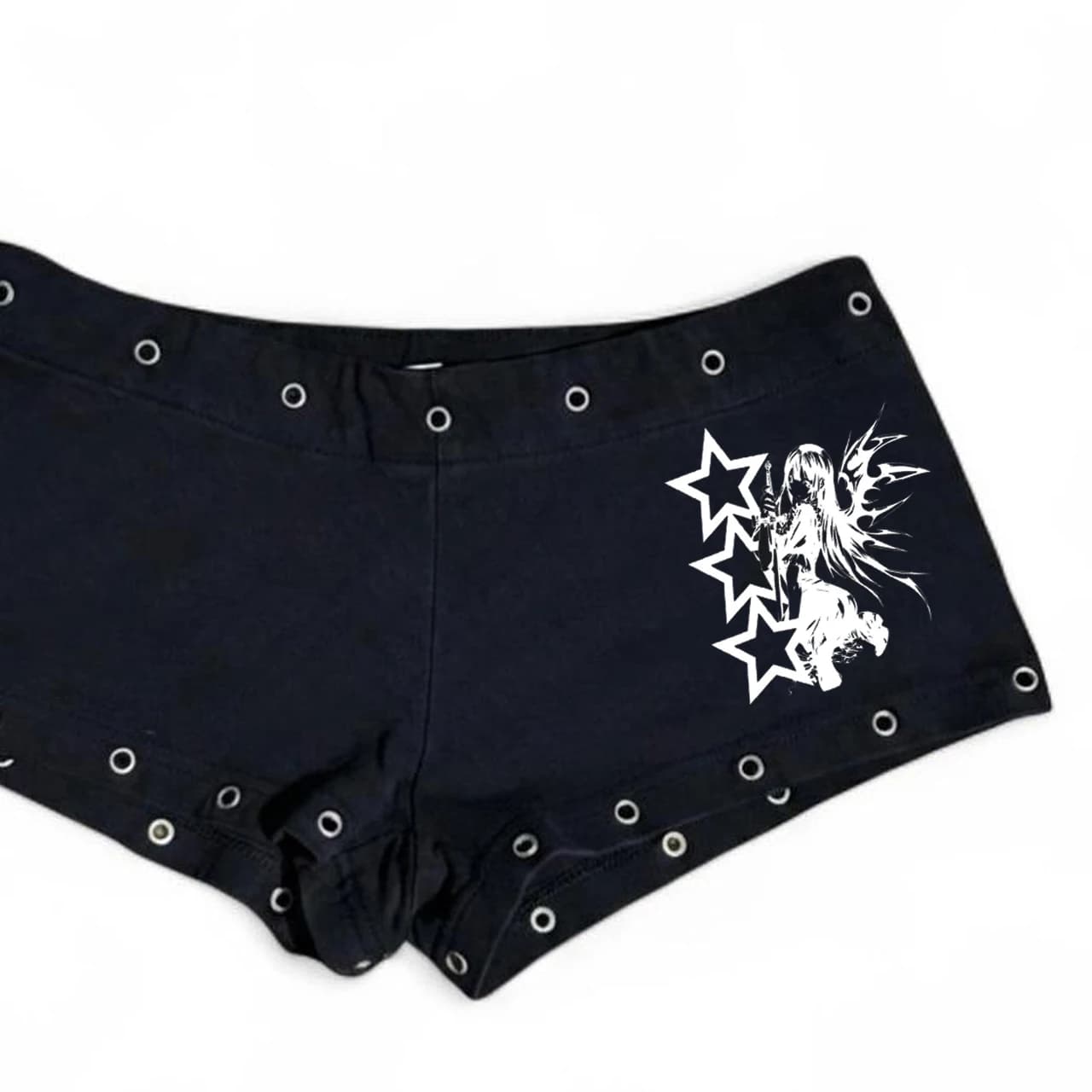 Women's fashion emo Black casual fashion willow nail print Y2K sexy slim fit versatile low waist Gothic hip-hop street and
