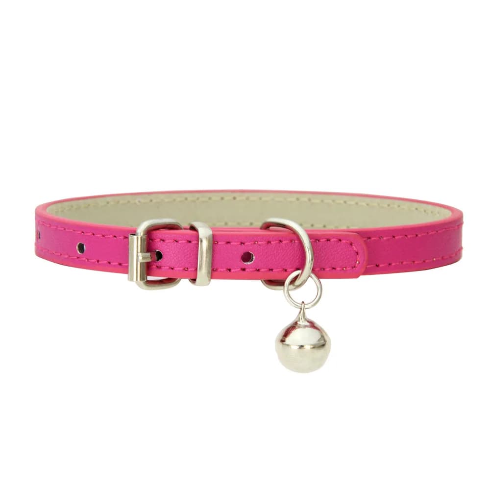 Adjustable PU Leather Cat Collar with Metal Buckle