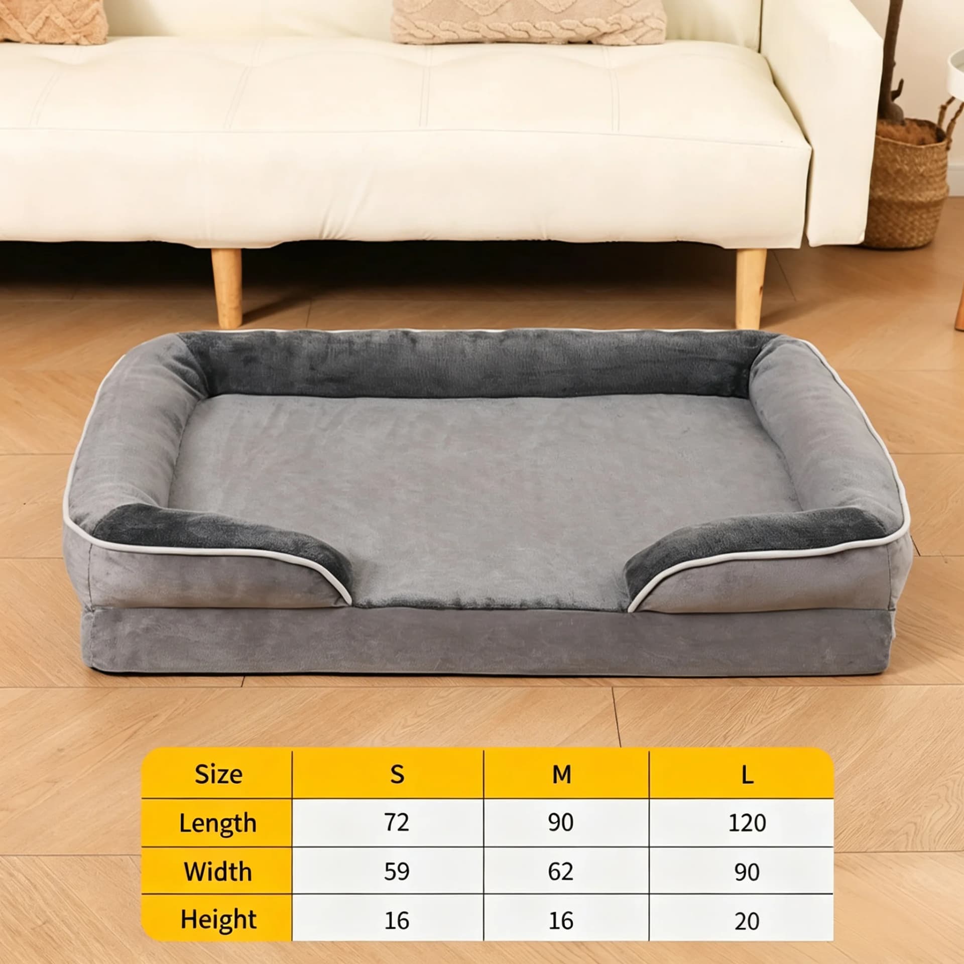 Orthopedic Waterproof Dog Bed with Bolster