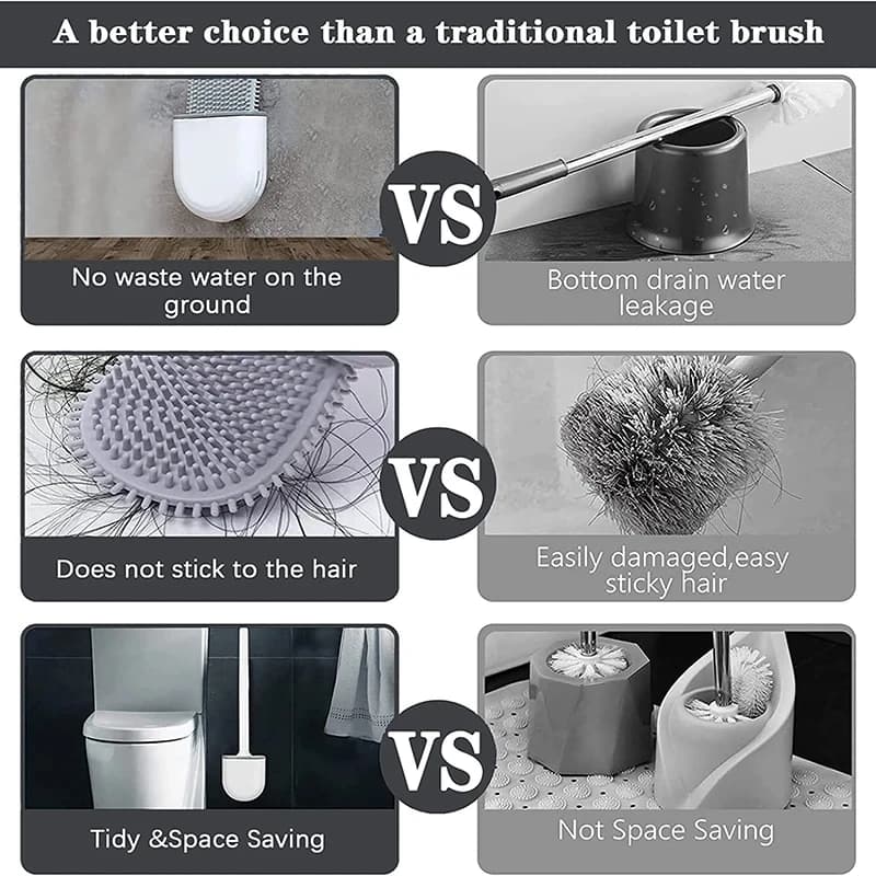 Silicone Toilet Brush with Wall Mount Holder