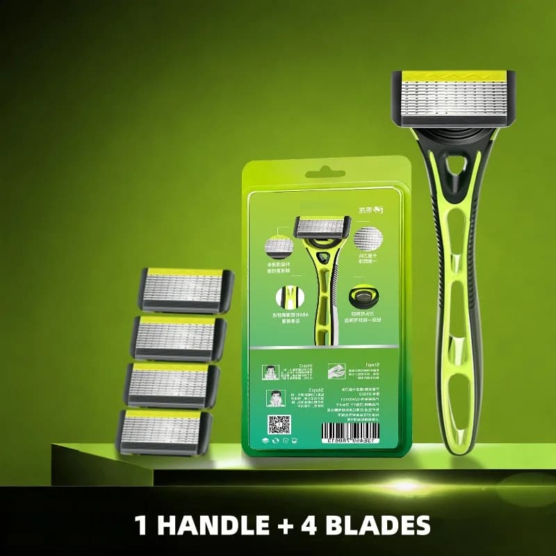 10-Blade Razor with Refillable Head and Lubricating Strip