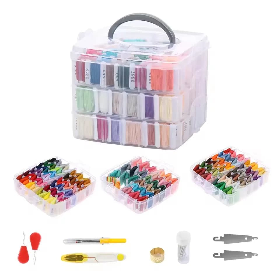 150-Color Embroidery Floss Set with Storage Box