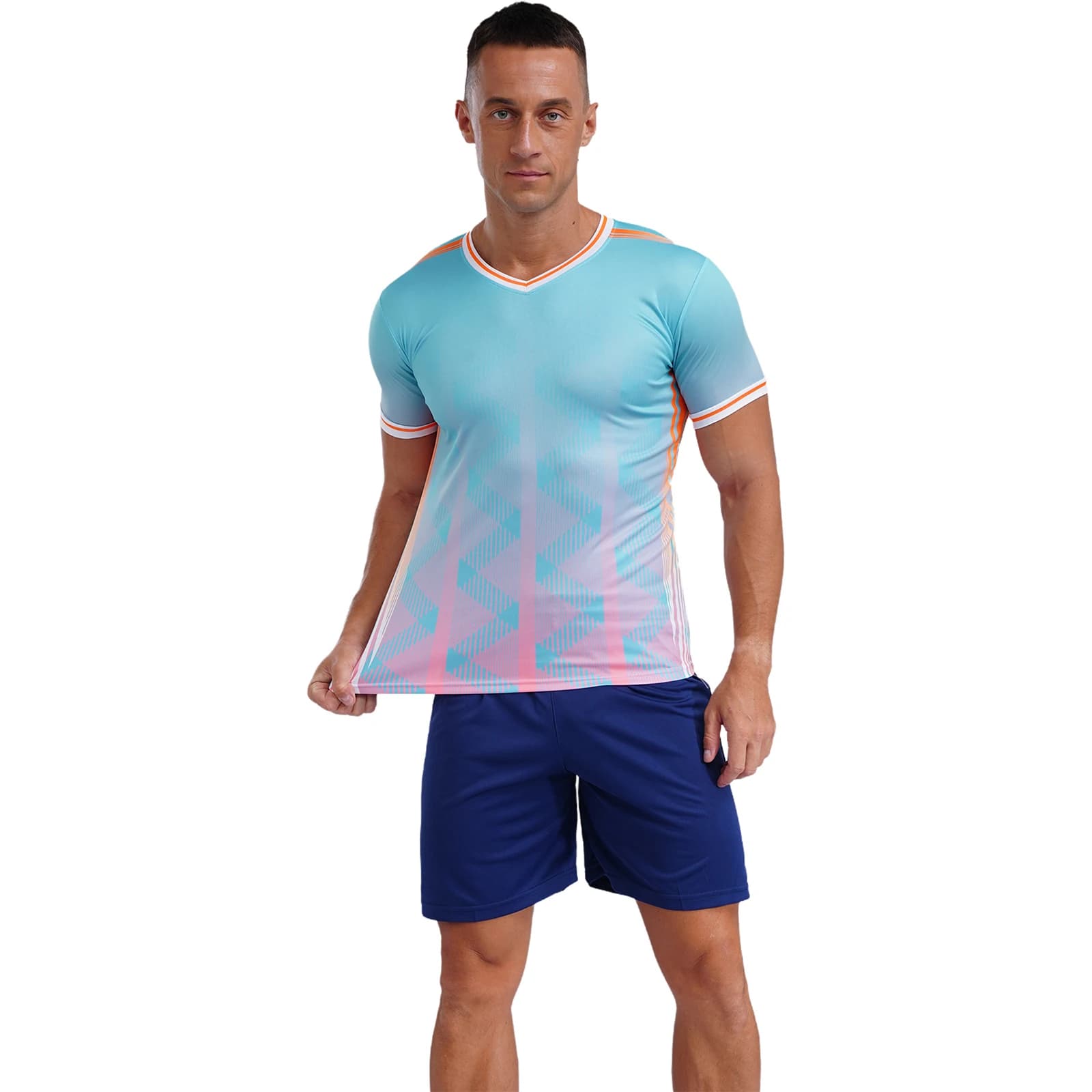Men's V-Neck Graphic Print Training Uniform Set