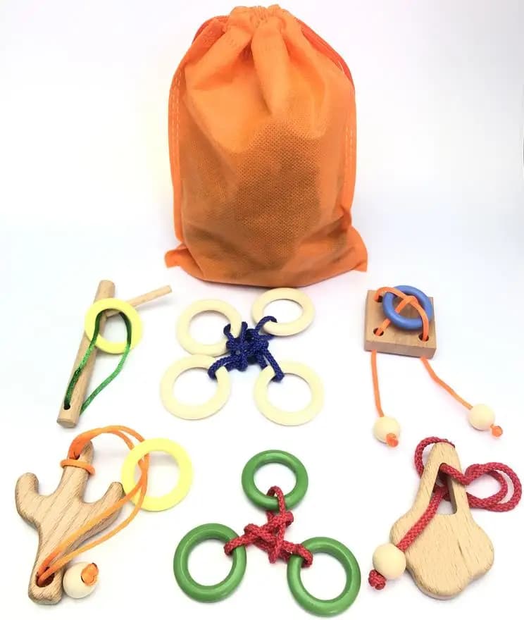 Wooden Brain Teaser Puzzle Set