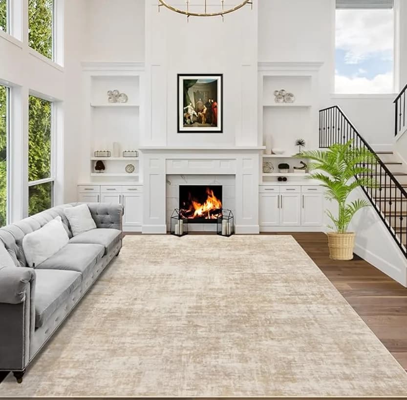 Modern Abstract Blue White Area Rug
