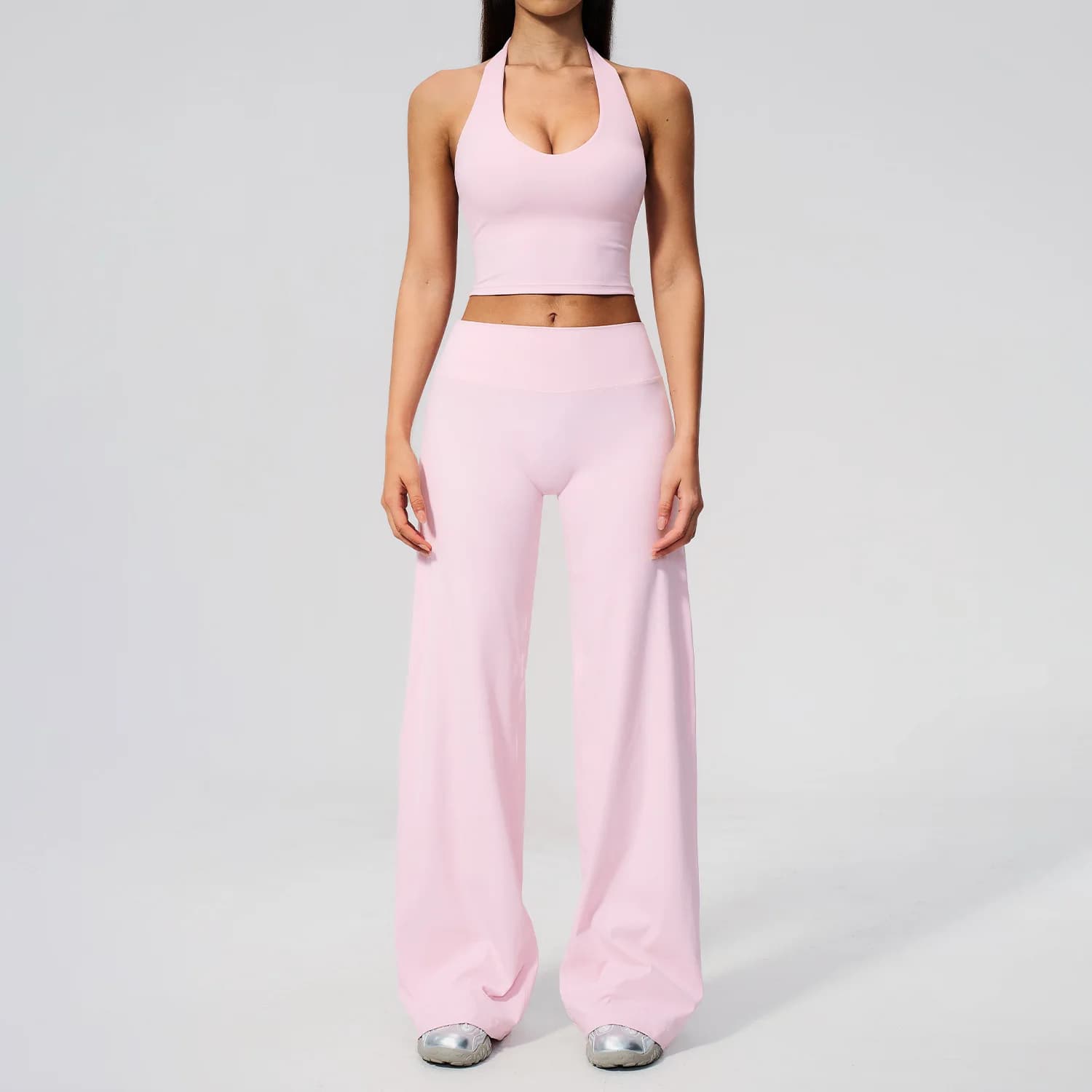 Yoga Set With Halter Neck Beautiful Back V Slim Fit Women's Gym Outfit Outdoor Running Training Fitness Leggings Two-piece Set