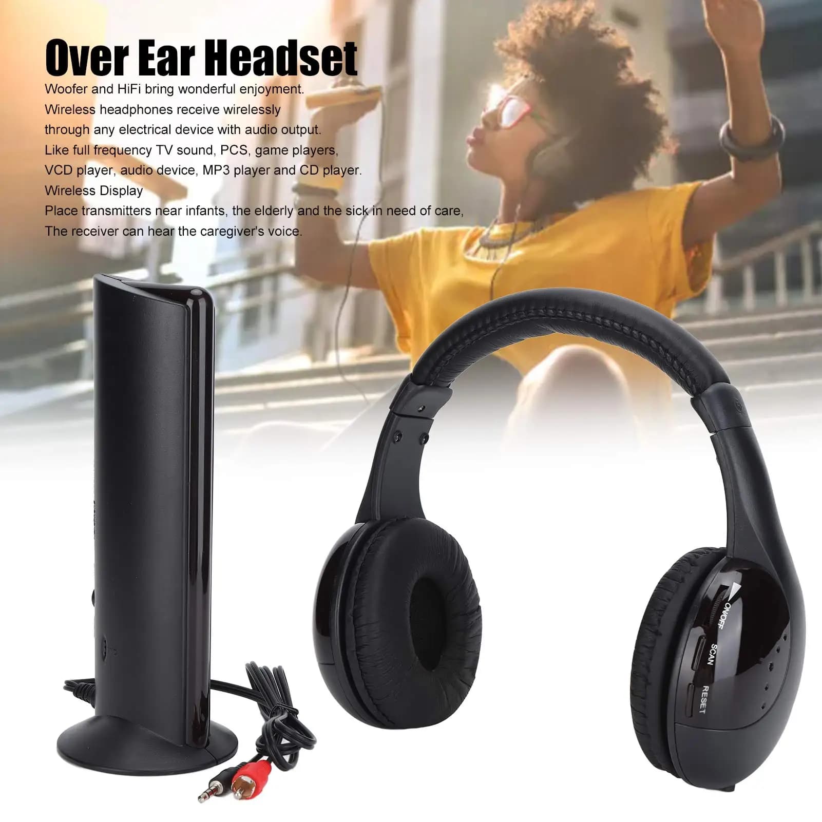 Wireless Over-Ear Headphones with FM Radio