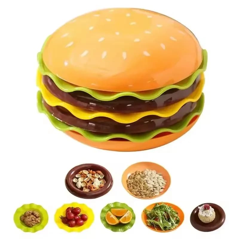 Stackable Hamburger Plate Set