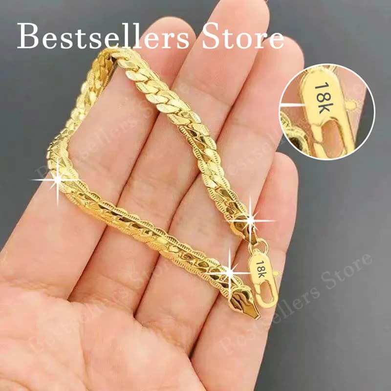 925 Sterling Silver 18K Gold Embossed Bracelet