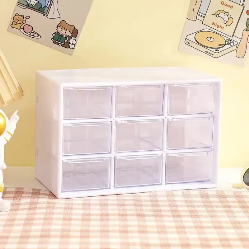 Clear Acrylic Nine-Compartment Desk Organizer