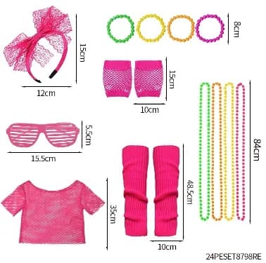 90s 80s Outfit Accessories 80s Costume Accessory Set 80s Clothing Typical Off Shoulder Mesh Shirt halloween costume accessories