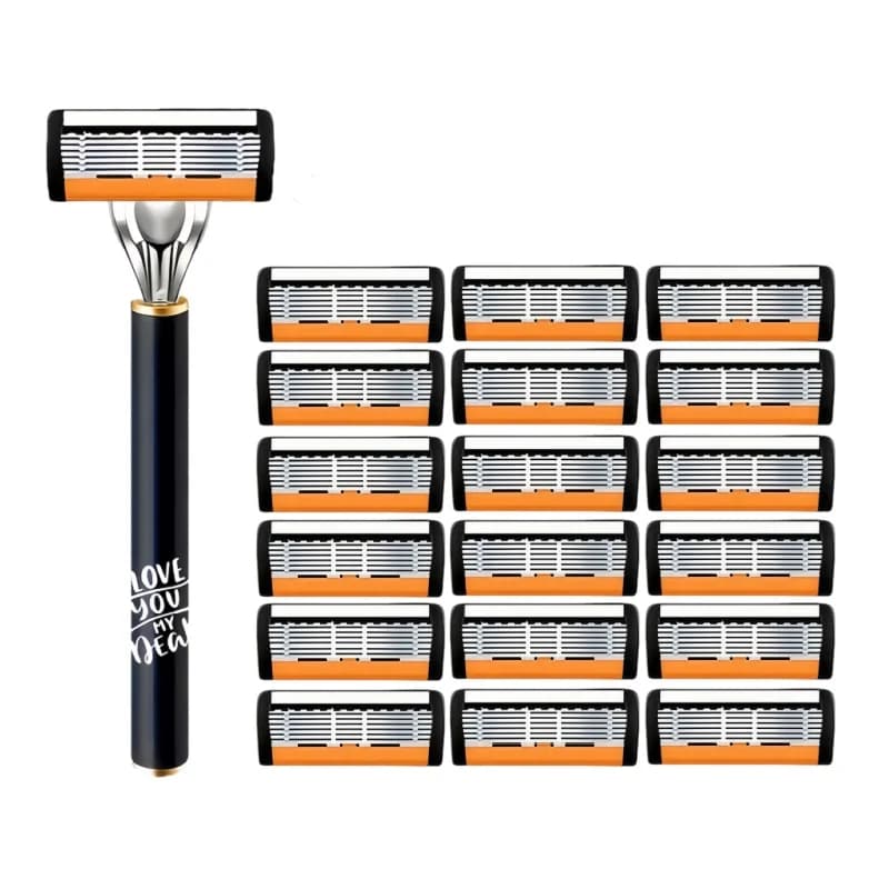 6-Blade Manual Razor with Non-Slip Grip