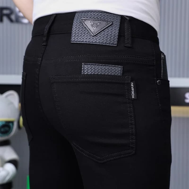 Pure Black Slim Fit Jeans Men's