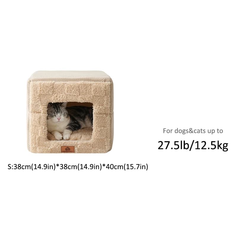 Winter Cat Bed Cave Tent with Cushion